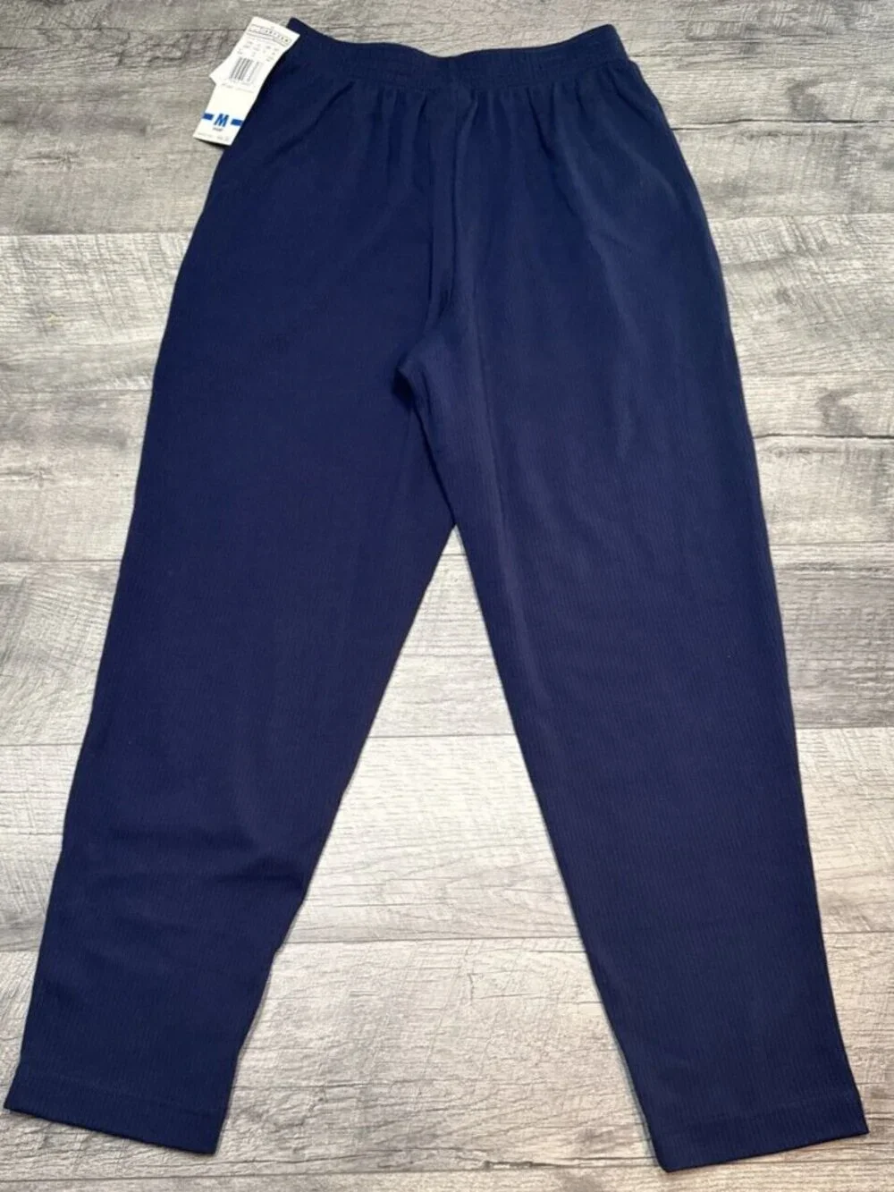 Vintage Jantzen Pants Womens Medium Blue Knit Elastic Waist Casual Pockets NEW